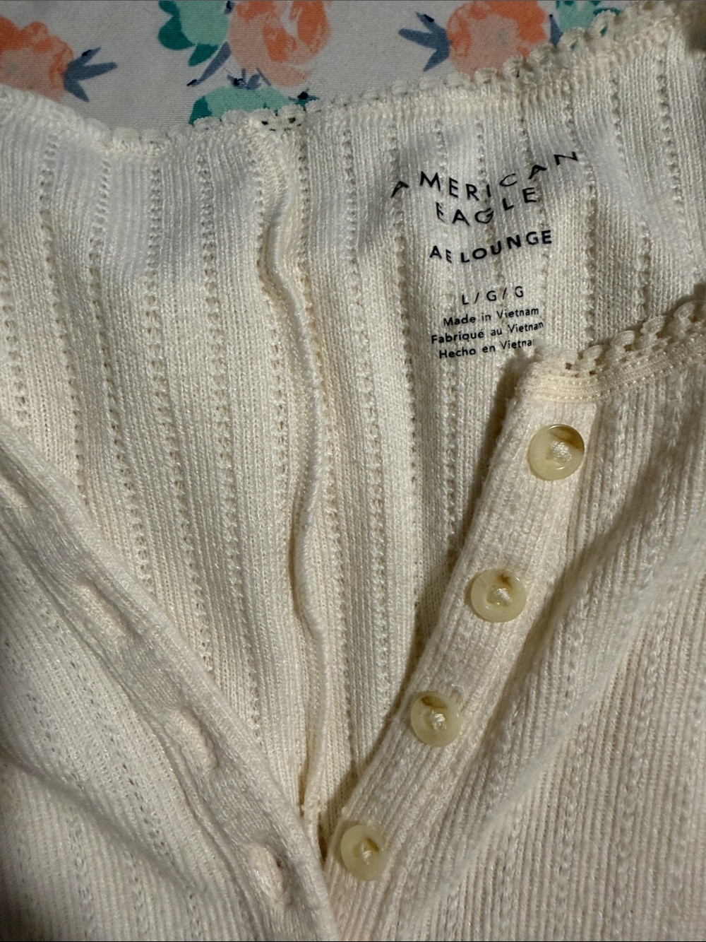 American Eagle Outfitters Cream Ribbed V-Neck One piece PJ